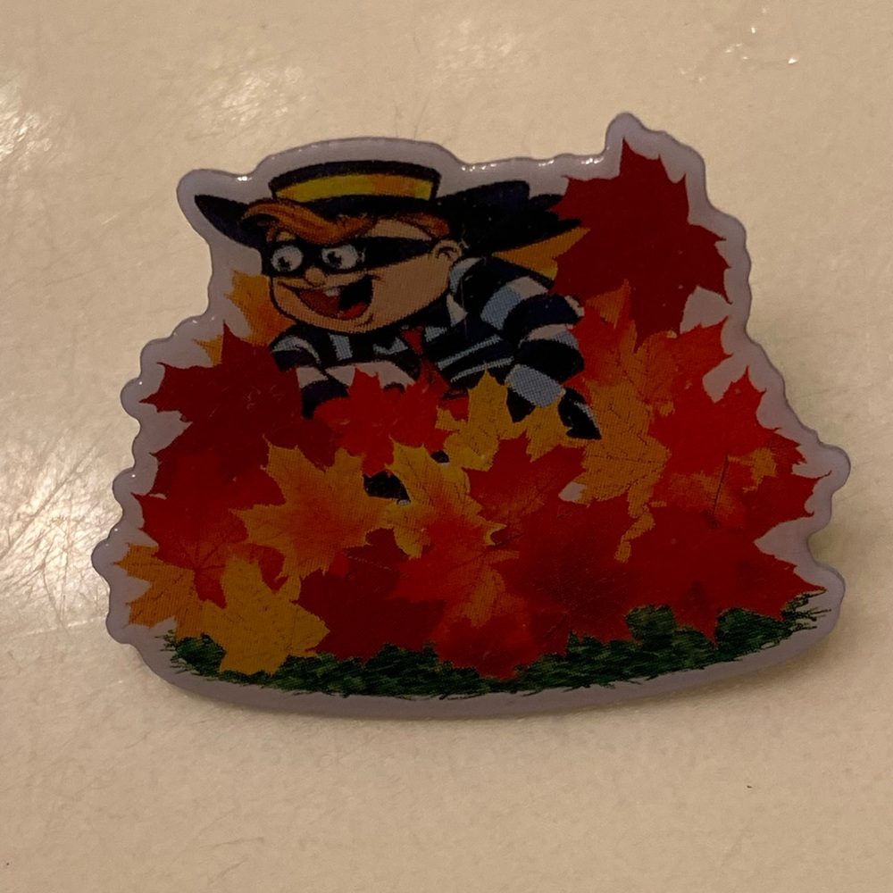 Hamburgers fall leaves lapel pin